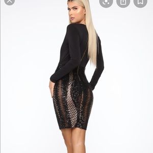 Fashion nova black sequin mini dress xs